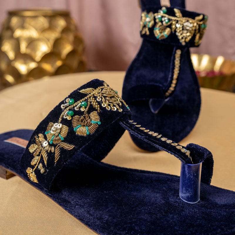 Maharani Blue-Khussa-kolhapuri-dazzle-by-sarah