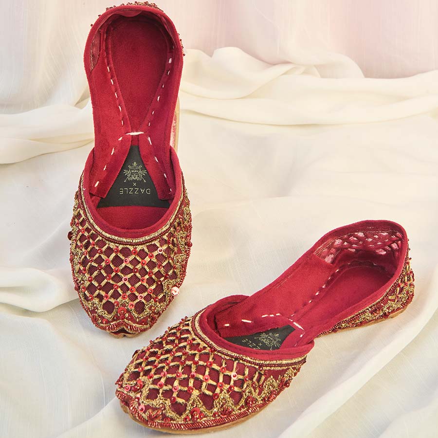 Zerbeen maroon-Khussa-kolhapuri-dazzle-by-sarah